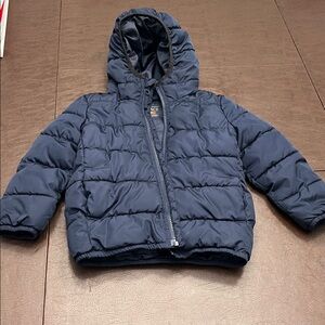 Navy Puffer Jacket with Hood